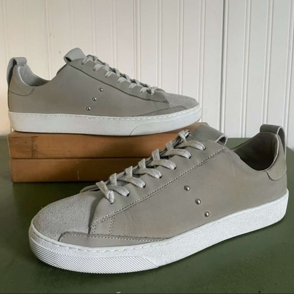 All Saints Leather Studded Low Tops in Smooth Leather & Suede